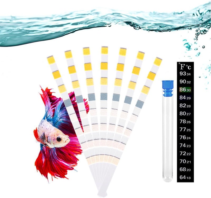 DATOO 8 in 1 Aquarium Test Kit Fish Tank Test Strips Accurate Water Quality Testing Strips for Ammonia PH Total Alkalinity Carbonate Hardness Free Chlorine Nitrate Nitrite Temperature (100 Strips) - Image 1
